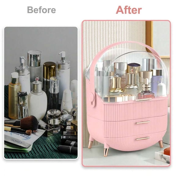 Makeup Organizer For Vanity, Make Up Organizers And Storage, Cosmetics Skincare Organizers With Lid And Drawers, Cosmetic Display Cases