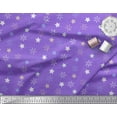 thumbnail image 2 of Soimoi Purple Silk Fabric Snow Flakes & Star Printed Craft Fabric by the Yard 42 Inch Wide, 2 of 3