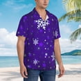 thumbnail image 5 of Balery Dark Purple Snowflakes Print Men's Hawaiian Shirts Short Sleeve Beach Shirt Relaxed Fit Vacation Button Down Shirts-Small, 5 of 9