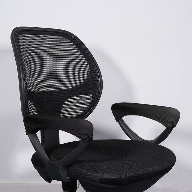 SHOWERORO 2pcs Backrest Chair Cover Black Polyester Dustproof for Office Use
