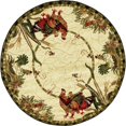 thumbnail image 1 of Unique Loom Barnyard Rooster Design Area Rug 4' x 4' Round Ivory/Olive, 1 of 2