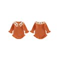 thumbnail image 2 of RUINIXCW Newborn Baby Girl Fall Winter Knit Romper Sweater Infant Baby Girl Thanksgiving Halloween Outfit Pumpkin Lapel Long Sleeve Bodysuit Jumpsuit, 2 of 10