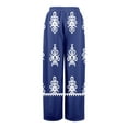 thumbnail image 4 of Women's Geometric Print Palazzo Pants - High Waist Wide Leg Bohemian Summer Casual Trousers with Elastic Waist ,Dark Blue,M, 4 of 7