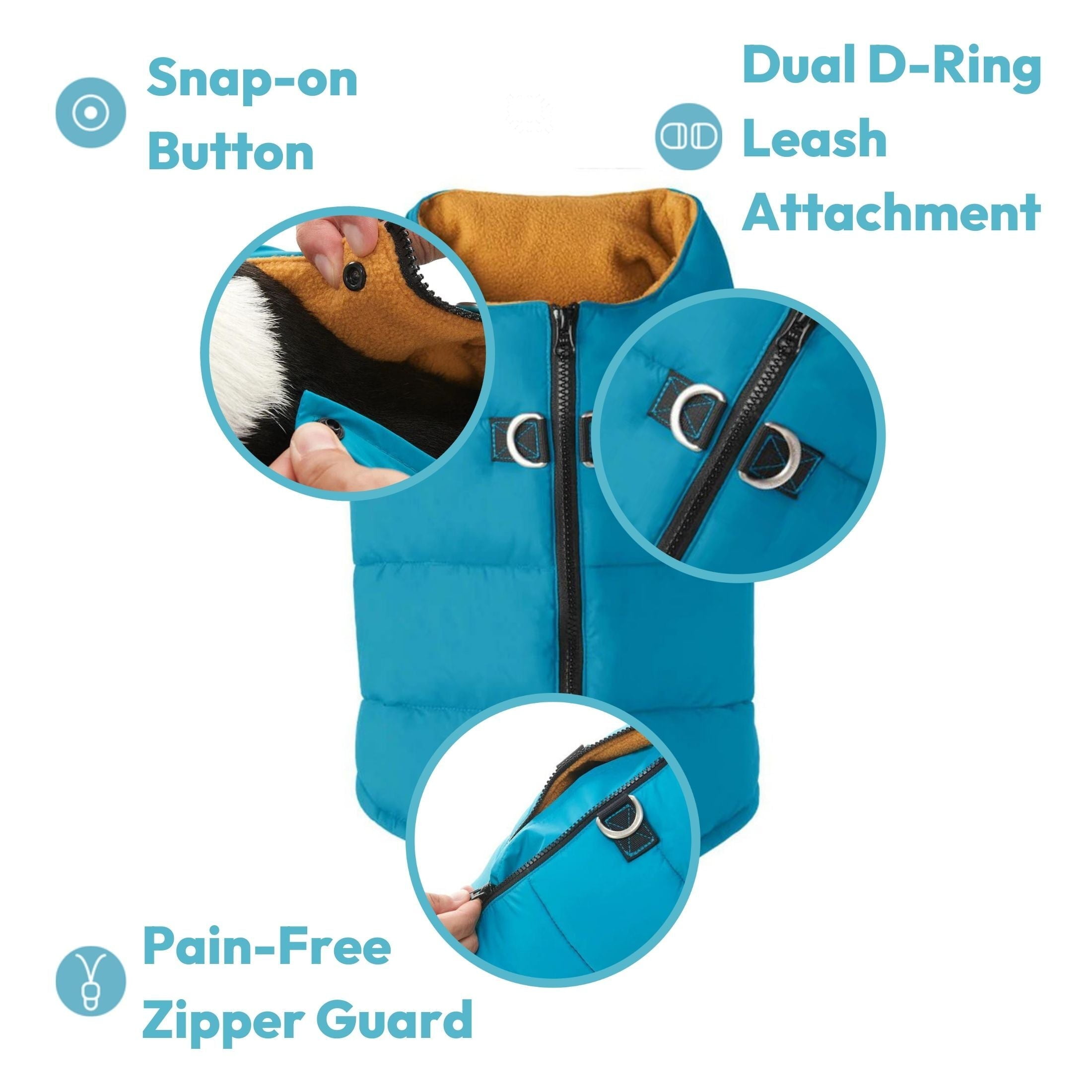 Gooby Padded Vest Dog Jacket - Solid Purple, X-Large - Warm Zip Up Dog Vest Fleece Jacket with Dual D Ring Leash Water Resistant Small Dog Sweater