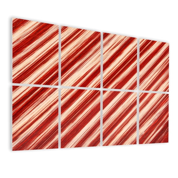 Rustic Farmhouse 8 Pack Art Acoustic Panels Sound Absorbing Candy Cane Stripes Diagonal candy stripes repeating Decorative Soundproof Wall Panels Self Adhesive for Nursery Game Room Bedroom 48"x32"