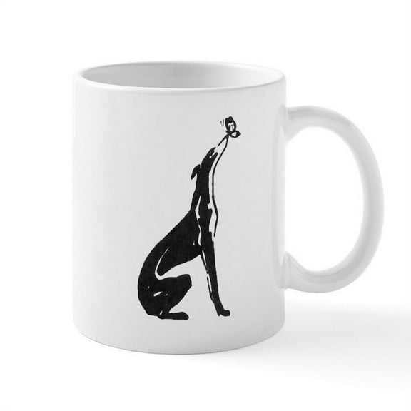 CafePress - Greyhound Mug/Butterfly - 11 oz Ceramic Mug - Novelty Coffee Tea Cup