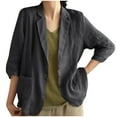 thumbnail image 2 of Womens Long Sleeve Tops, Linen Blazer Women 3/4 Sleeve Lightweight Spring Summer Blazer Jackets, 2 of 6