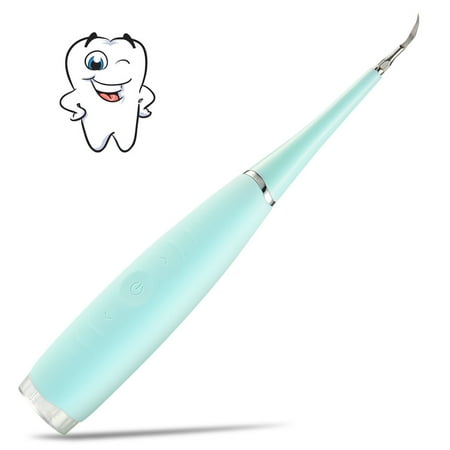 Oil Based Stain Removal - Electric Teeth Cleaning Tool USB Rechargeable Tooth Stain Removal Device Portable Plaque Remover for Dental Calculus, Smoke Stain and Tartar, IPX6 Waterproof, 5 Adjustable Modes, Blue