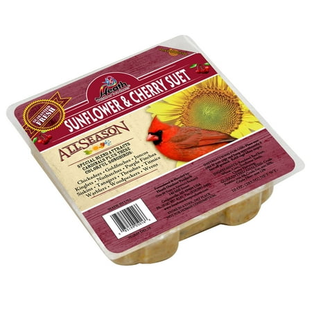 Heath Outdoor Products Wild Bird Suet Cake Bird Food Sunflower & Cherry, (12 Pack)