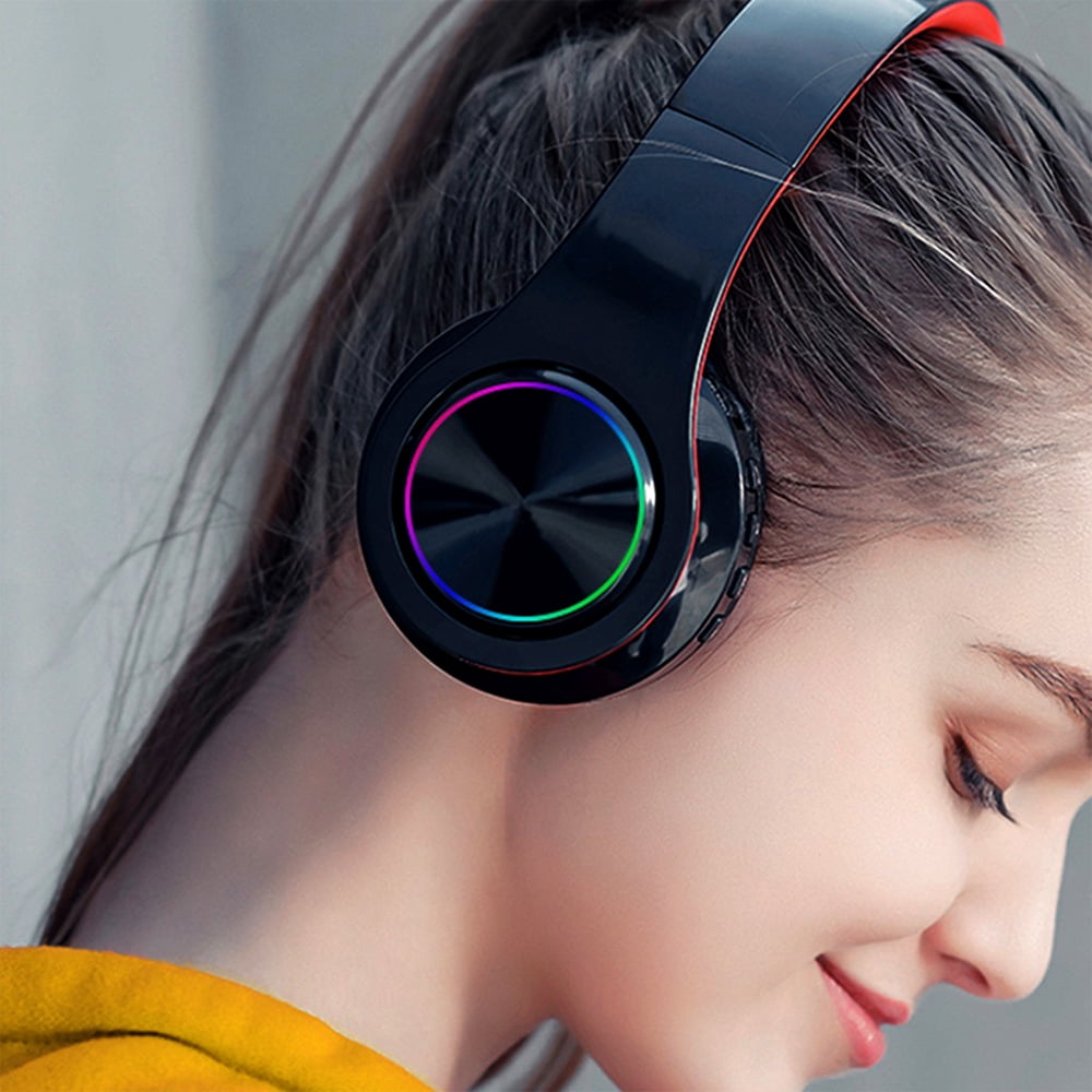 B39 RGB Luminous Wireless Gaming Headset, Bluetooth 5.0 Stereo Headphone Foldable Earphone with Mic for PS4 Xbox360 PC Mac SmartPhone
