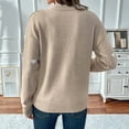 thumbnail image 4 of Cute Heart Print Sweater for Women V Neck Sweater Pullovers with Lace Trim Knit Jumper Khaki S, 4 of 8