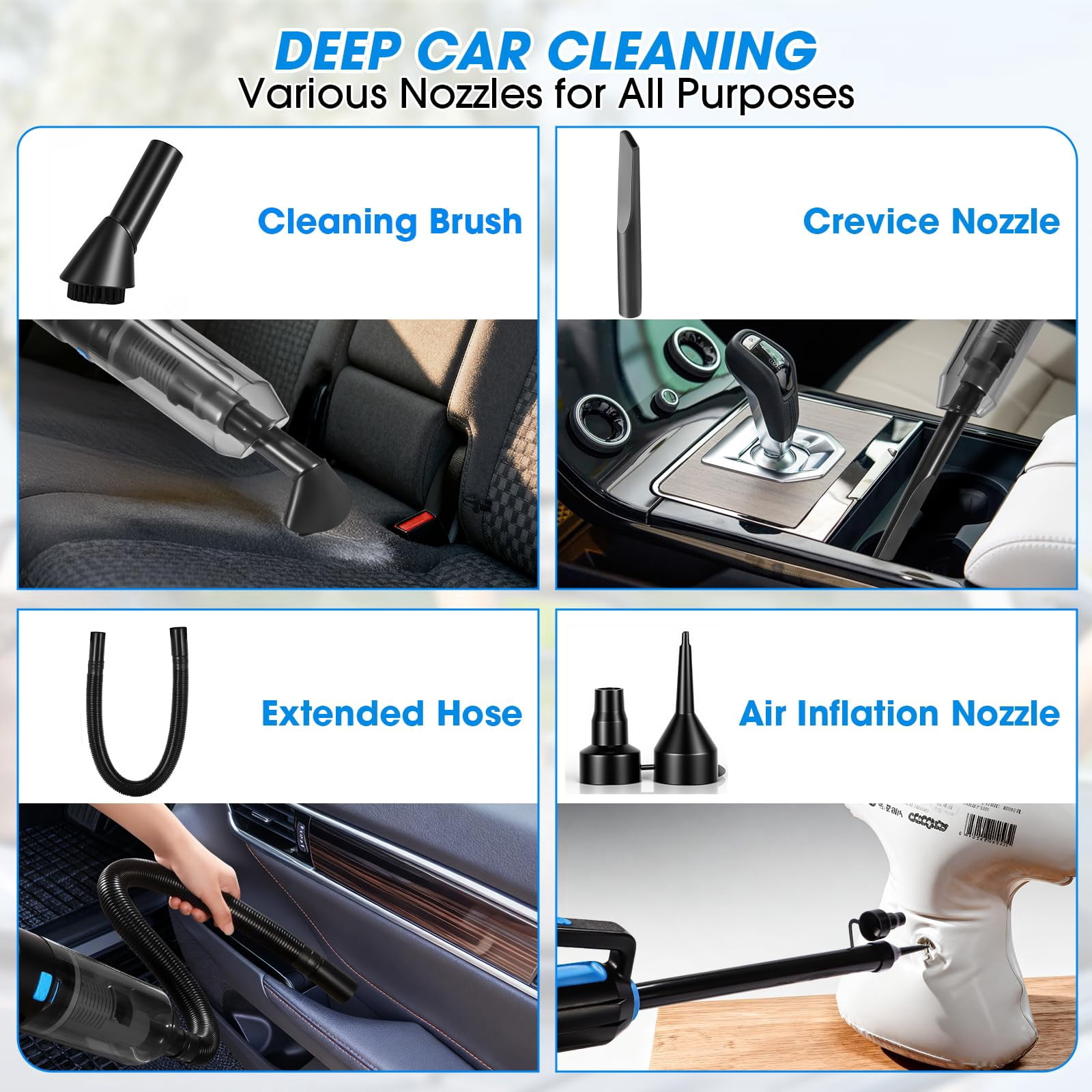 Car Interior Detailing Cleaning Kit with Handheld Vacuum, Windshield Cleaner & Cleaning Gel, Auto Accessories for Men & Women