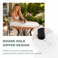 thumbnail image 3 of Round Outdoor Tablecloth with Umbrella Hole and Zipper, Orange Beige Stripe Tablecloth with Elastic Waterproof, Modern Art Horizontal Striped Patio Table Covers for 55" - 60" Picnic Pool Tables, 3 of 8