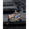 thumbnail image 2 of 3PCS Vintage Kite Cut Alexandrite Engagement Ring Set, V Shape Rose Gold Black Moissanite Promise Ring, Bridal Set Wedding Ring Gift for her, 2 of 5