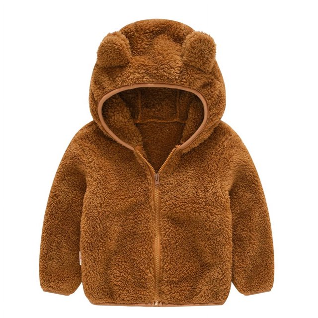 Abrigo con orejas para bebé, otoño e invierno, suéter de lana de color sólido simple para niños y niñas, abrigo con capucha
