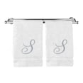 thumbnail image 3 of Monogrammed Hand Towel, Personalized Gift, 16 x 30 Inches - Set of 2 - Silver Embroidered Towel - Extra Absorbent 100% Turkish Cotton- Soft Terry Finish - For Bathroom, Kitchen and Spa- Script S White, 3 of 3