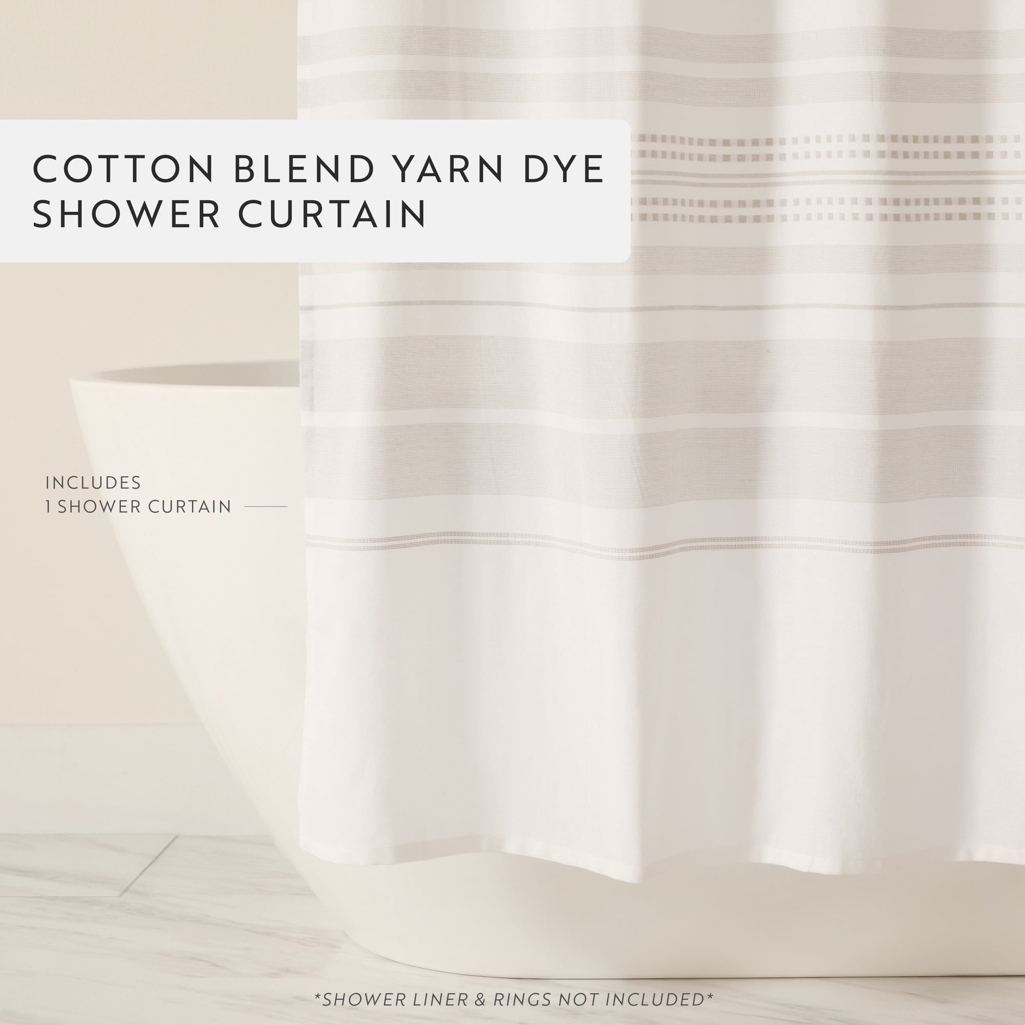 Cotton Blend Placement Stripe Shower Curtain