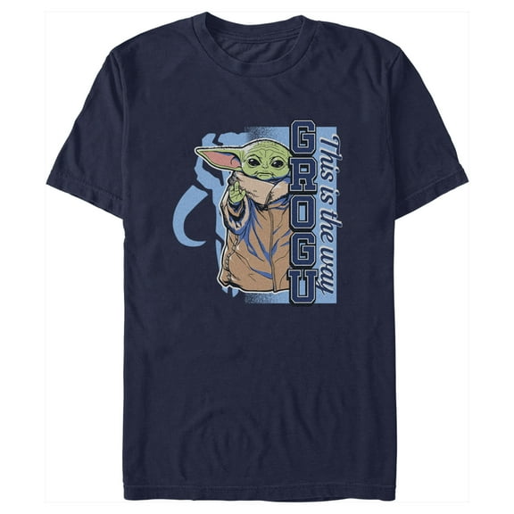 Men's Star Wars: The Mandalorian Grogu This is the Way Poster Graphic Tee Navy Blue Medium