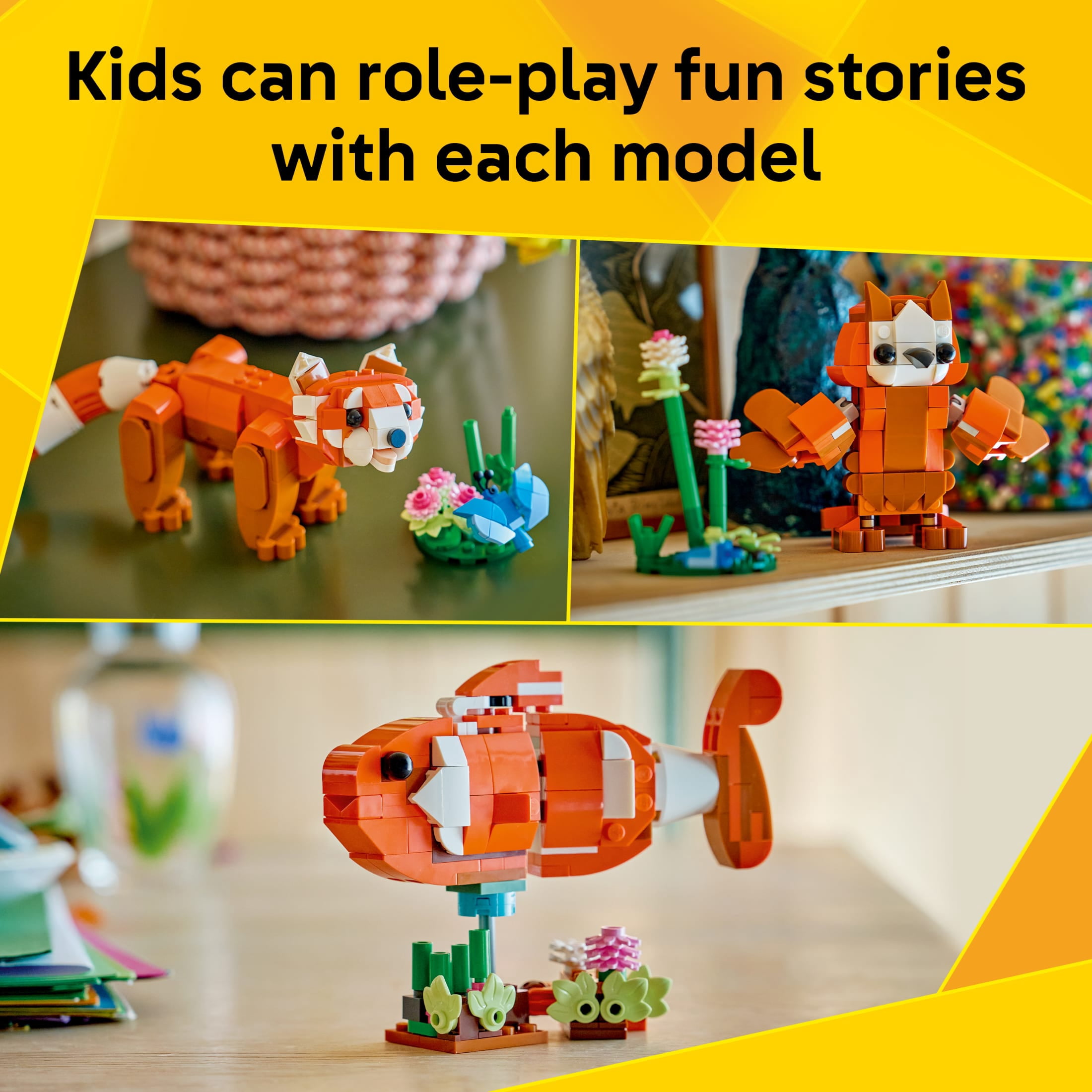 LEGO Creator 3 in 1 Cute Animals: Red Panda - Building Toy for Girls & Boys, Ages 8+ - 3 Building Options - Bookshelf or Bedroom Decor - Gift Idea for Kids - 31394