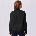 thumbnail image 6 of Women's Sweatshirt Long Sleeve Casual Comfort Loose Lightweight High Neck with Pocket Solid Color Fashion Top for Women Daily Wear,Black,L, 6 of 6