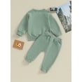 thumbnail image 2 of nvzhuang Toddler Girls Boys Autumn Pants Sets Long Sleeve Pullover Tops Drawstring Pants Sets, 2 of 8