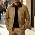 thumbnail image 2 of Men's Full Zip Jackets Fashion Patchwork Lapel Collar Coat Fall Long Sleeve No Hood Outerwear with Zip Pockets, 2 of 8
