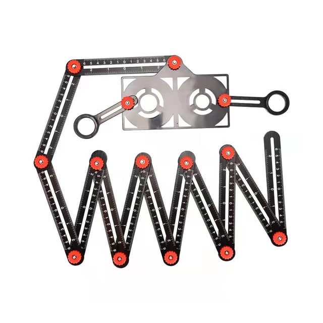 Speravity Regla de ángulo plegable de vidrio, localizador de aleación de aluminio, reglas de localización multifuncionales para carpintería, equipo de Medidores de medidas dimensionales 12 veces