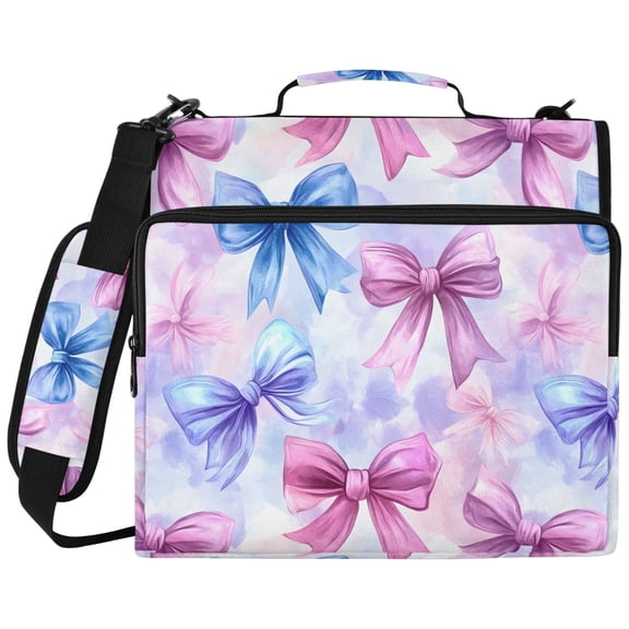 ALAZA Zipper Binder Watercolor Bows Pattern 2 inch 3 Ring 500 Sheet Capacity Trapper Keeper File Folder Organizer Bag