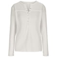 thumbnail image 3 of Yuyuzo Womens Long Sleeve Fall Tops Half Button V Neck Loose Fitted Shirts Comfy Textured Blouses, 3 of 5
