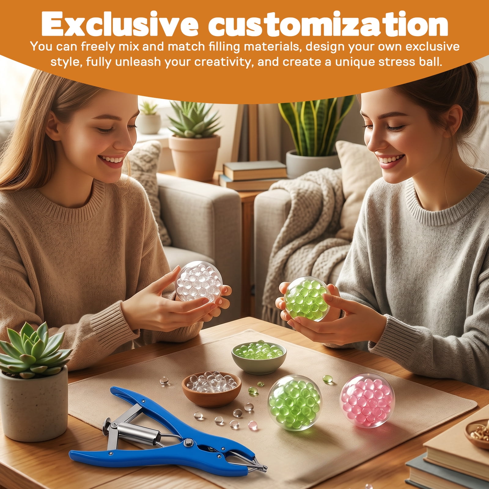 DIY Stress Ball Making Kit, 15 PCS TPR Blank Skins with 15 Caps & Cable Ties, Complete Squishy Maker Kit with Fillers for Adults ASMR Sensory Stress Relief Toys