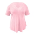 thumbnail image 6 of Women's Plus Size Tops Summer Eyelet Short Sleeve V Neck Scalloped T Shirts Dressy Casual Loose Fitted Tees (M, Pink), 6 of 9