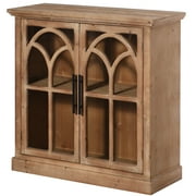 Brantley - Two Door Wooden and Glassed Cabinet Tempered Glass - Light Pine Finish