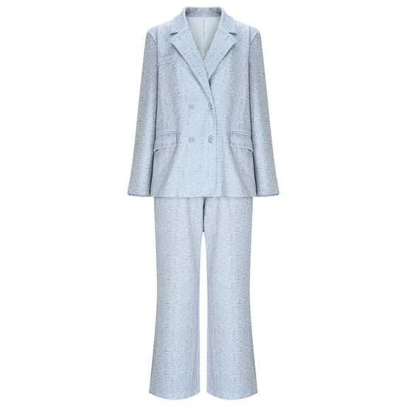 WRKEKC Casual Outfits for Women Long Sleeve Button Front Blazer with Pants Suit Set for Business Office Wear and Formal Occasion