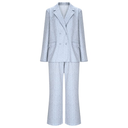 ZQUUVOU Two Piece Sets Pants Suits for Women Notch Lapel Business Casual Dressy Outfits Professional Blazer Pantsuits Set Work Office Gray ZQUUVOU Two Piece Sets Pants Suits for Women Notch Lapel Business Casual Dressy Outfits Professional Blazer Pantsuits Set Work Office Gray
