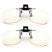 Blue Light Blocking Clip-on/Flip-up Computer Glasses Video Gaming Glasses Rimless Prevents Eye Strain and Fatigue From Computer,Tablet, Phone Screens | Easy Fits on Rx Frames-2 Packs