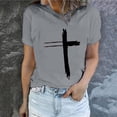 thumbnail image 1 of Daisyyozoid Nouvelles Arrivées Hauts pour Femmes Joyeuses Pâques Lettrage Imprimé Col Rond Manches Courtes Haut Manches Courtes Col Rond Chemise, 1 of 5