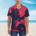 thumbnail image 2 of Sikiie Rock Skull Guitarist Print Men's Hawaiian Shirt, Summer Beach Button Pocket Short Sleeve T-Shirt,X-Large, 2 of 7