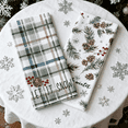 thumbnail image 4 of Hello Winter Green Kitchen Dish Towels Set of 1, Let It Snow Pine Cone Pine Needle Red Berry Drying Towels Baking Cooking Cloth, Christmas Farmhouse Plaid Check Home Kitchen Decoration 18 x 26 Inch, 4 of 4