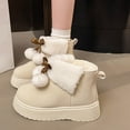thumbnail image 4 of Beige Females Fashionable Winter Thick Bottomed Round Toe Boots With Warm Ball Short Tube Student Style Ideal For Casual Wear, 4 of 9