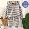 thumbnail image 5 of XRoczxe Kids Thermal Underwear Set, Boys Girls Striped Base Layer Pajamas, Soft Warm Long Sleeve Top & Pants for Winter Sleepwear, 5 of 6