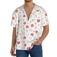 thumbnail image 3 of Honeii 's Red coral and scallop seashell for men's short-sleeved button-up collared shirt featuring a pocket, perfect for beach vacations, and travel adventures., 3 of 5