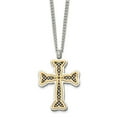 thumbnail image 3 of Stainless Steel Necklace with Pendants Chain Polished Black and Yellow IP-plated Cross 24in 24 inch, 3 of 5