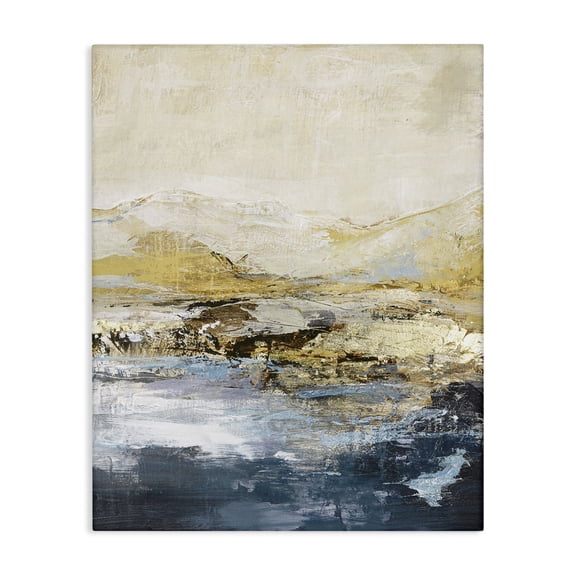 Stupell Industries Mountain Lake Abstraction Landscape & Nature Painting Wrapped Canvas Art Print Wall Art, 16 x 20