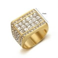 thumbnail image 2 of HIJONES Men's Stainless Steel Minimalist Square Cut Cubic Zirconia Engagement Rings Crystal Stone Punk Finger Jewellery Gold Size 11, 2 of 5