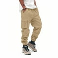 thumbnail image 6 of hoksml Men's Athletic Pants Jogger Cargo Pants Solid Color Casual Elastic Waist Drawstrin Multiple Pockets Bind The Feet Pants 2025 Clearance, 6 of 9