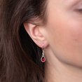 thumbnail image 2 of Starchenie Birthstone July Ruby Dangle Earrings for Women 925 Sterling Silver Rose Flower Drop Leverback Earrings Jewelry, 2 of 6
