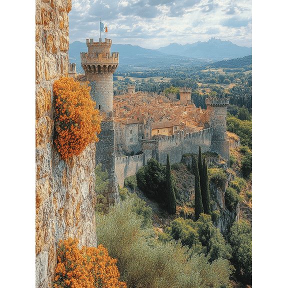 Medieval Castle Landscape Canvas Print/Wall Art， Perfect for Living Room， and Dining Room Decoration.
