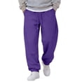 thumbnail image 2 of WULMLEO Men's Baggy Sweatpants with Pockets Drawstring Loose Fit Cuffed Gym Casual Joggers Purple 2XL, 2 of 6