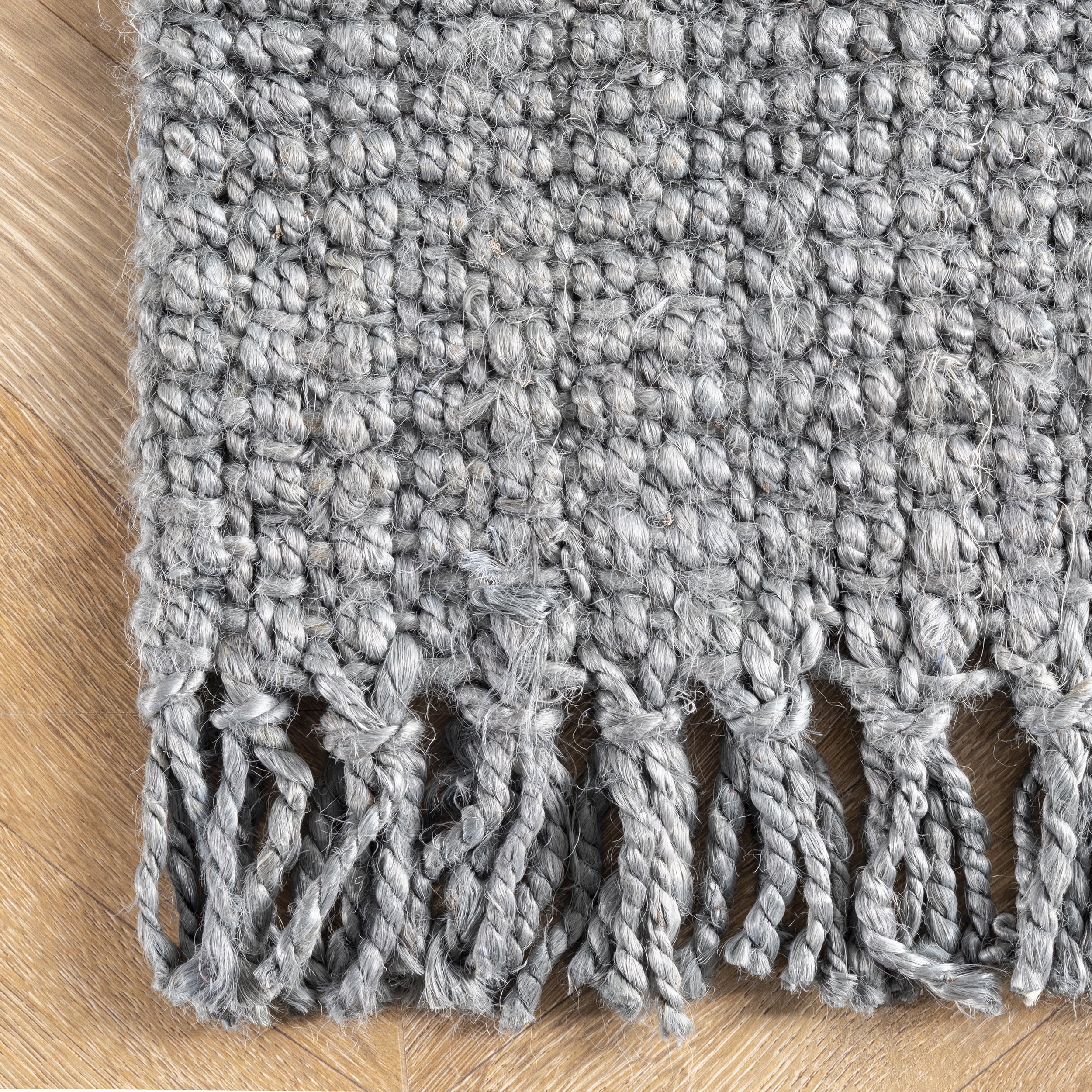 nuLOOM Daniela Chunky Jute Grey 4' x 6' Farmhouse Area Rug