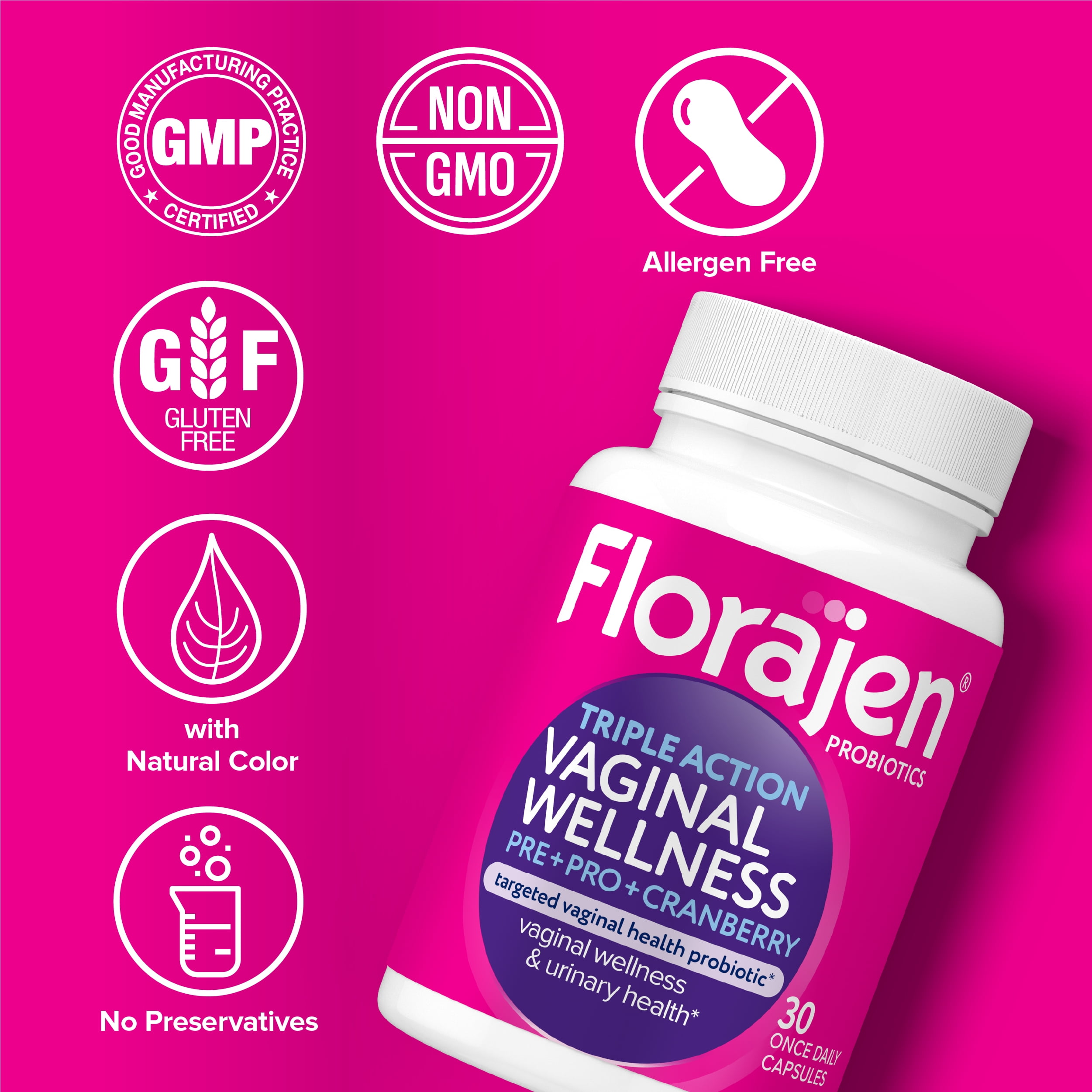 Florajen Triple Action Women's Probiotic 30 Capsules - Walmart.com